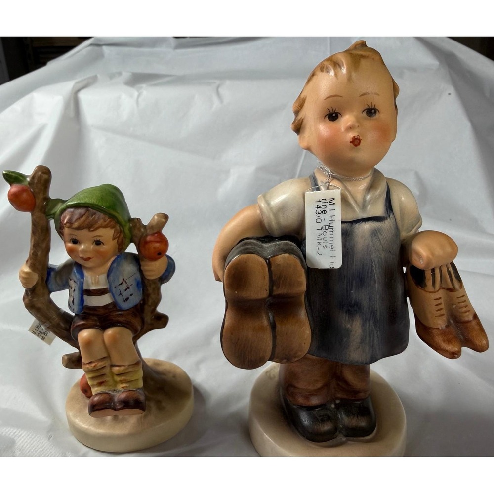 Goebel Hummel Figurines Apple Tree Boy 142 3/0 and Boots 143/0 West Germany Set